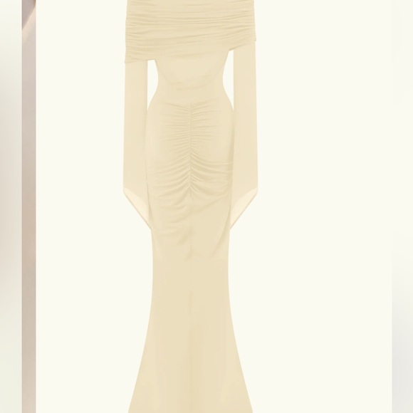 Meshki Cream Off-Shoulder Mesh Maxi Dress - Picture 5 of 5